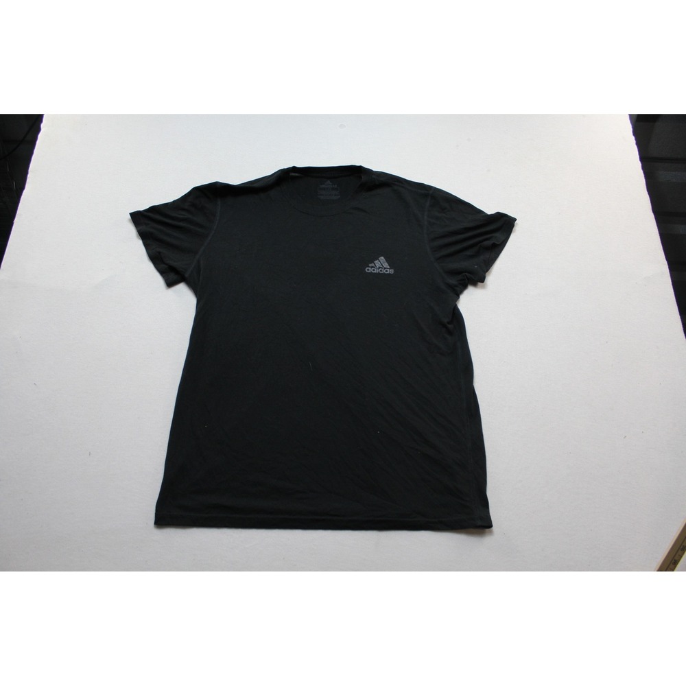 Adidas T-Shirt Mens Large Black Excellent Climalite Performance Short Sleeve Tee